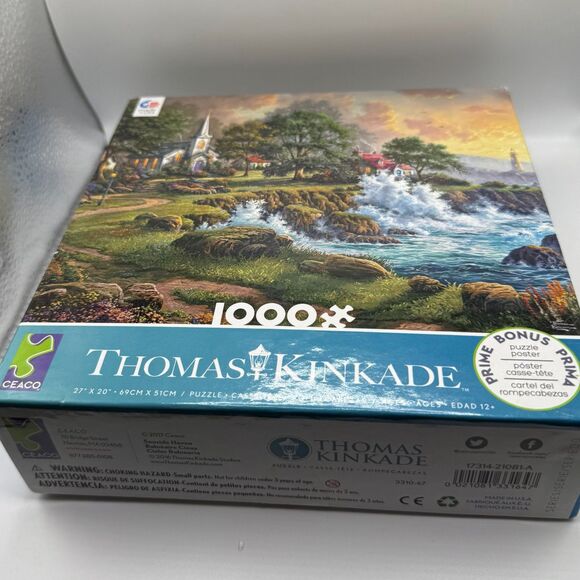 1000 Piece Jigsaw Puzzle Seaside Haven NEW Thomas Kinkade - Picture 2 of 3